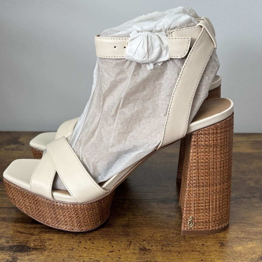 Sam Edelman Womens Sandals 10 Ivory Nolita Platform Buckle Leather New‎